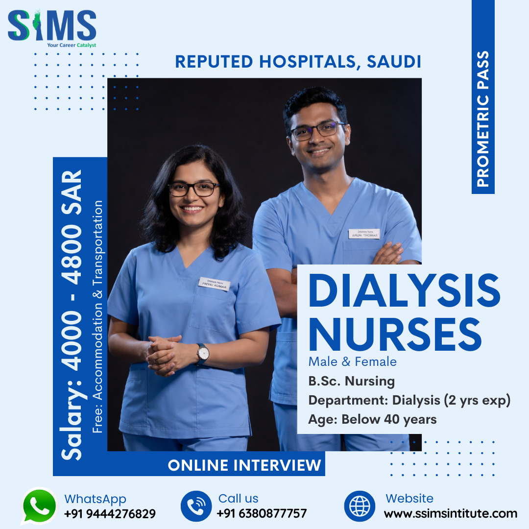Dialysis Nurses – Male & Female — Gulf job poster